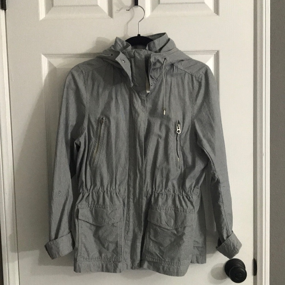 Blue striped windbreaker